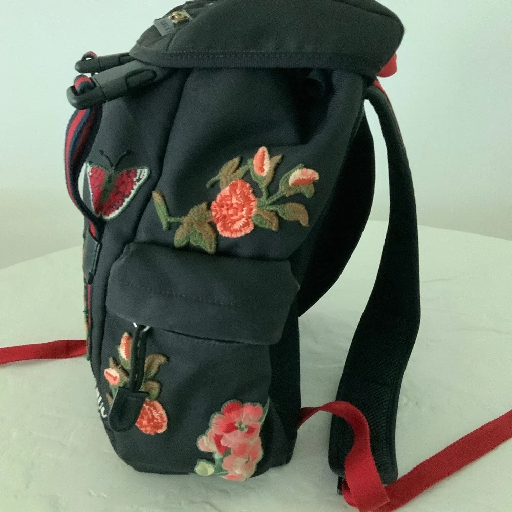 GUCCI L'Aveugle Par Amour Embroidered Canvas Backpack Black AUTHENTIC + Dustbag - Picture 4 of 16